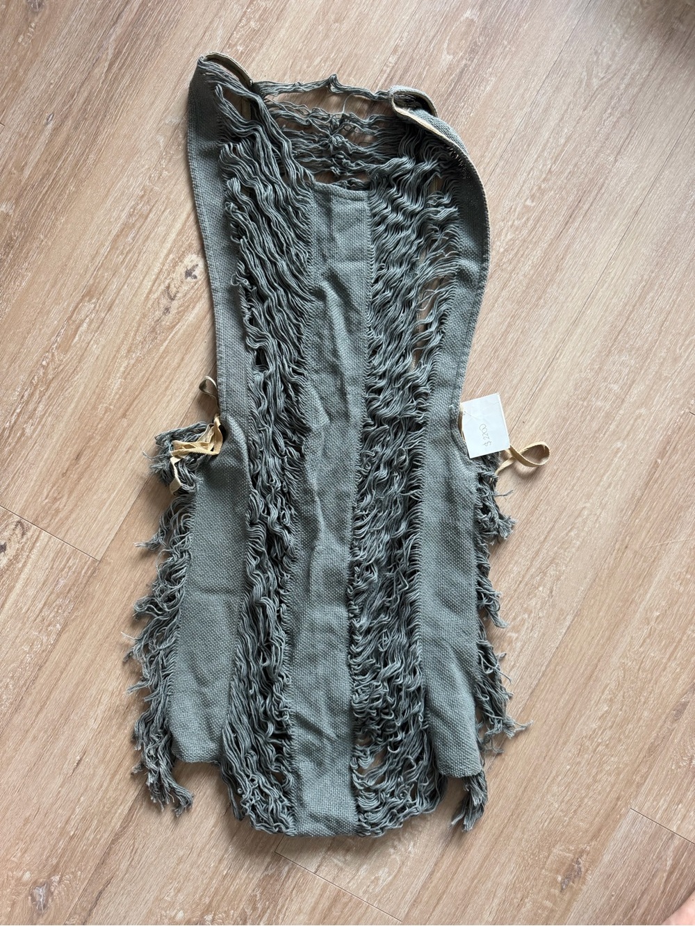 Unknown Brand Olive Green Fringed Cotton Runner